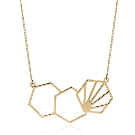 LANTISOARE ARGINT - Lantisor geometric din argint 925 placat cu aur – cercuri si forme abstracte