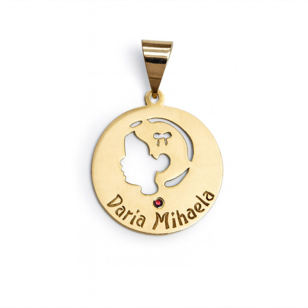 Pandantive AUR - LITTLE ANGEL – Pandantiv Aur 585 Personalizat cu Nume si Piatra