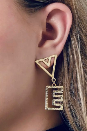 Cercei asimetrici LOVE din argint 925 placat cu aur 24K [2]