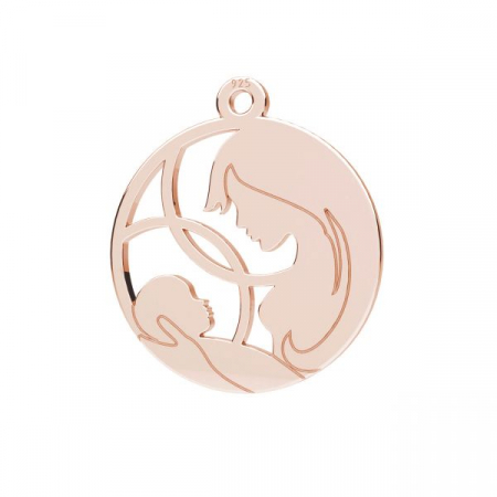 PANDANTIVE - Pandantiv Maica Domnului cu Pruncul Iisus din Argint 925 placat cu aur 24K