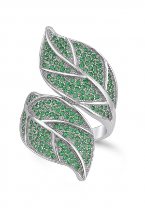 Inele argint cu pietre - EMERALD LEAF, Inel argint 925