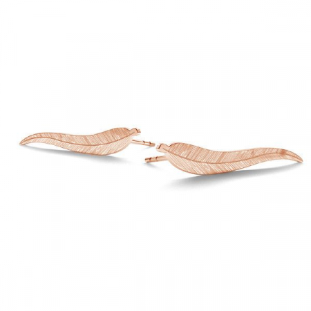 Cercei argint cu surub - Cercei Golden Leaf din Argint 925 placat cu Aur 24K