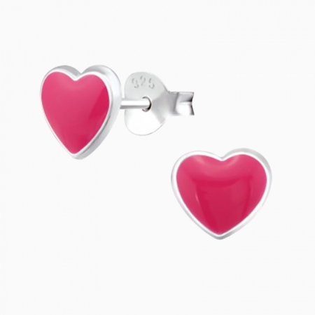 Cercei argint copii - HEART PINK, Cercei Argint 925