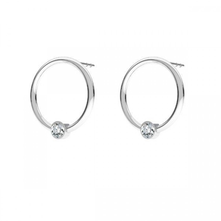 Cercei argint cu surub - Cercei Golden Circle din Argint 925 placat cu Aur 24K și Cristale Zirconia