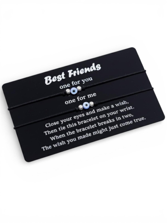 PRODUSE SUB 100 LEI - Set 2 Bratari Best Friends - Snur Negru si Ochi Norocos