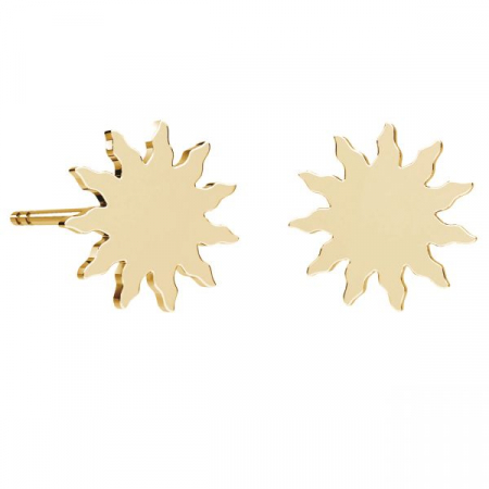 Cercei argint cu surub - Cercei Soare din argint 925 placat cu aur 24K