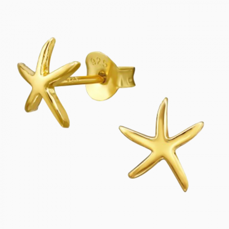 Cercei argint copii - STRA, Cercei Argint 925 placat aur galben 24K