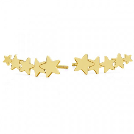Cercei argint cu surub - Cerceii Golden Stars din argint 925 placat cu aur 24K