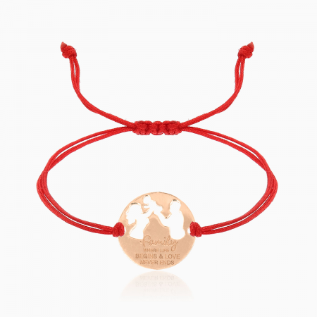 Bratari din AUR cu  Snur - SWEETY, bratara AUR  14k, snur si banut decupat personalizat