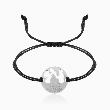 Bratari din AUR cu  Snur - SWEETY, bratara AUR  14k, snur si banut decupat personalizat