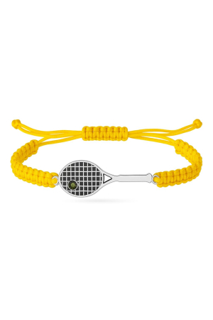 BRATARI ARGINT - Bratara din argint 925 placata cu aur 24K pandantiv racheta de tenis cu snur galben reglabil
