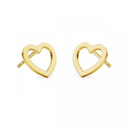 CERCEI ARGINT - Cercei Inima decupata din argint 925 placat cu aur 24K