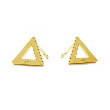 Cercei argint cu surub - Cercei Triunghi din argint 925 placat cu aur 24K