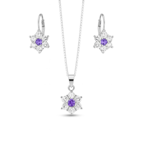 BIJUTERII DIN ARGINT - VIOLET BLOOM  – Set bijuterii argint 925 placat rodiu