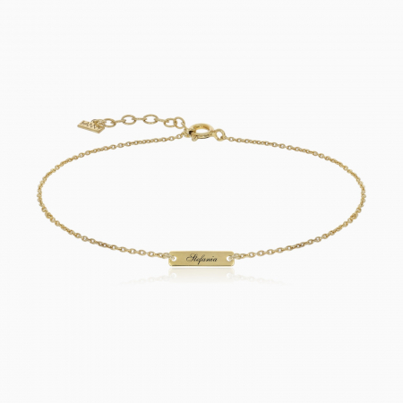 BRATARI ARGINT - Bratara cu placuta 20 mm personalizata text, Argint 925 placat aur galben 24k