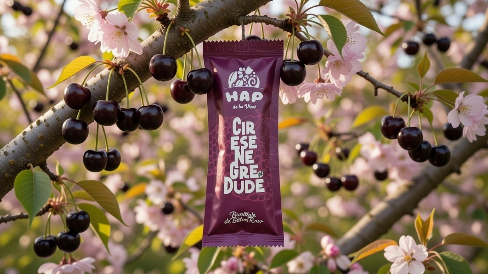 Baton raw vegan cu cireșe negre și dude - HAP de la Vlad