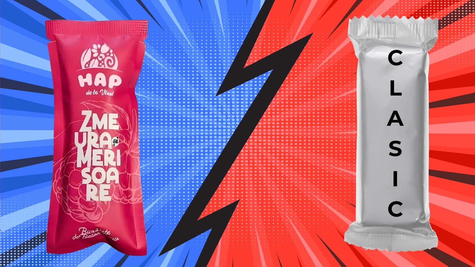 comparatie intre un baton raw vegan cu zmeura de la HAP si un baton cu ingrediente clasice