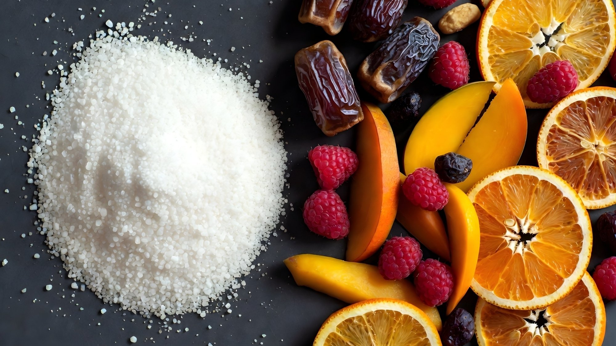 comparatie intre zaharul procesat si zaharul natural continut de fructele din batoanele vegane HAP