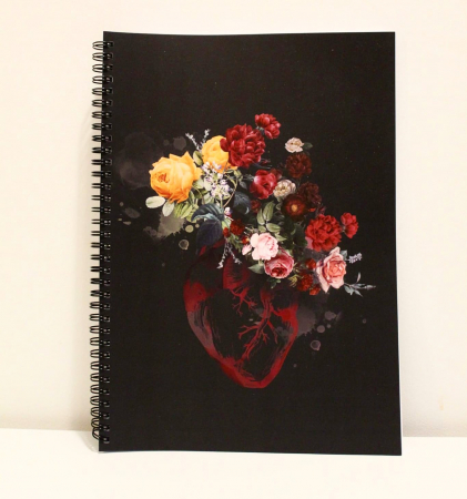 Caiete A5 - Flower heart black