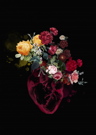 Caiete A4 - Flower heart black