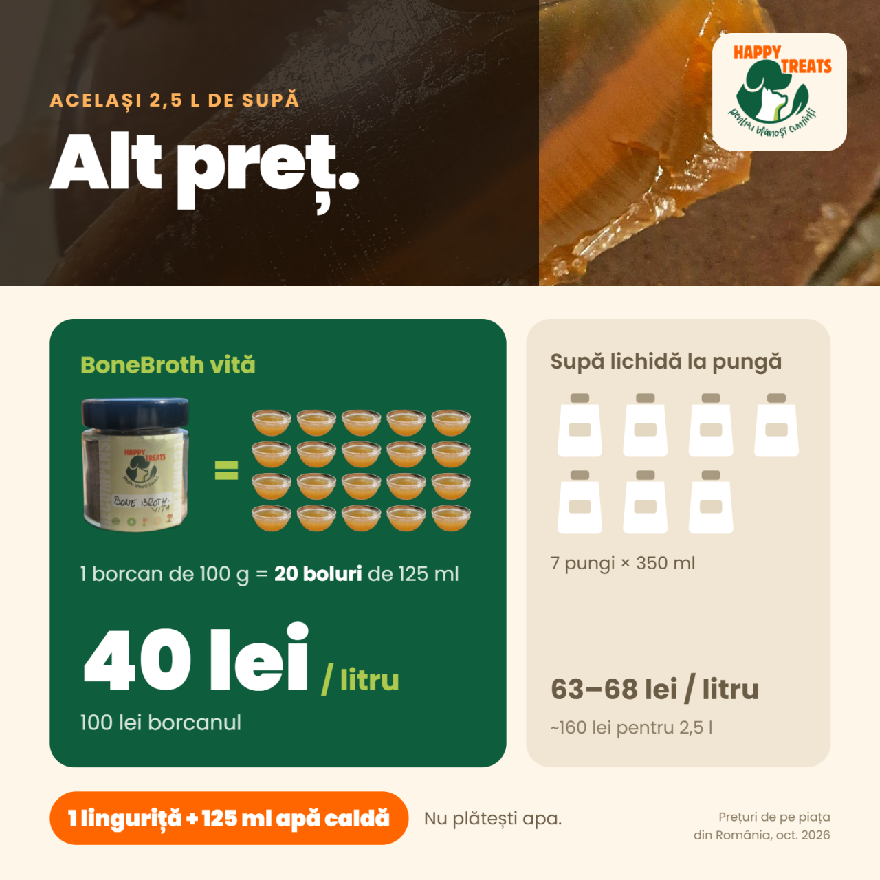 BoneBroth supă de oase de vită Angus deshidratată pentru câini Happy Treats [3]