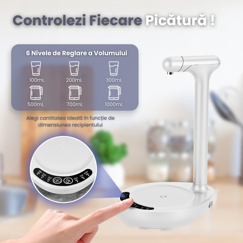 Pompa electrica pentru bidon de apa HASEPE,  USB, Portabil, Ideal pentru Birou, Acasa si Camping, Usor de Folosit, Design Pliabil [3]