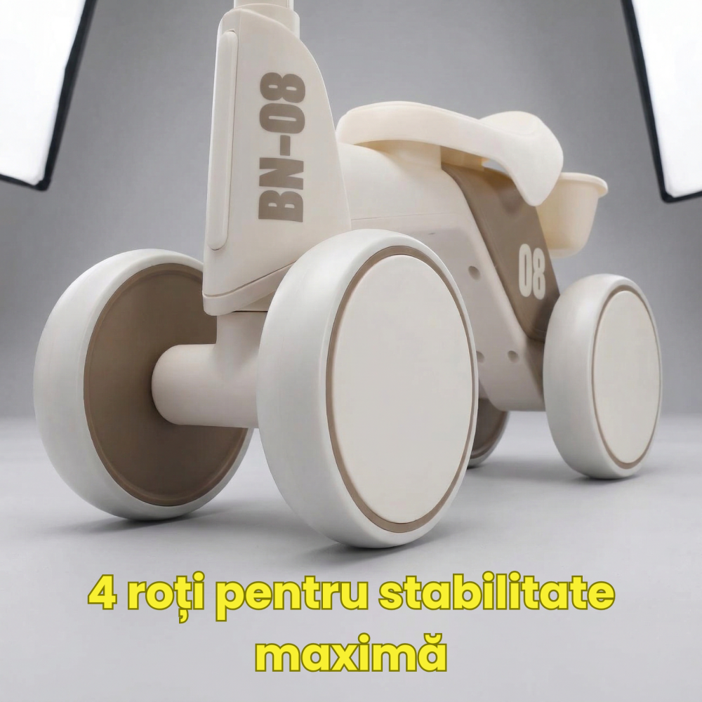 Bicicleta Echilibru HASEPE 4 Roti Pentru Copii 18-36 Luni, Bicicleta Fara Pedale Cu Lumini Si Sunete, Bicicleta Copii Stabilitate Sporita, Cadru Rezistent, Roti Largi Antiderapante, Bicicleta Echilibr [3]