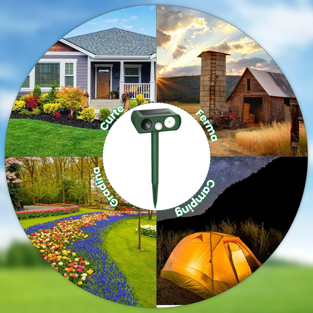 Dispozitiv Ultrasonic Solar Anti-Animale pentru Exterior HASEPE, Senzor de Miscare, LED Intermitent, Rezistent la Apa, Impotriva Pisicilor, Sobolanilor, Cainilor, Ratoni, Caprioare, Protectie Umana pe [5]