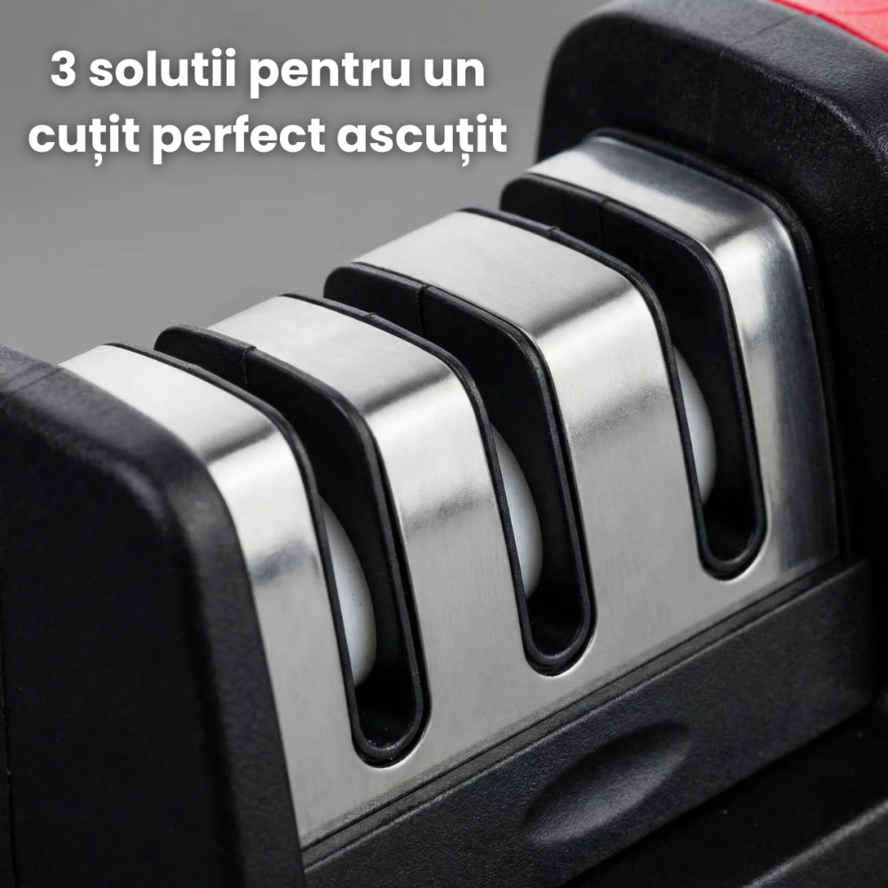 ​​​​​​​Aparat Ascutit Cutite HASEPE, Manual Cu 3 Spatii, Aparat Ascutit Cutite Cu 1 Spatiu Otel Si 2 Ceramice, Ascutitor Cutite Cu Baza Anti Alunecare Silicon, Maner ABS Ergonomic, Aparat Ascutit Cuti [2]