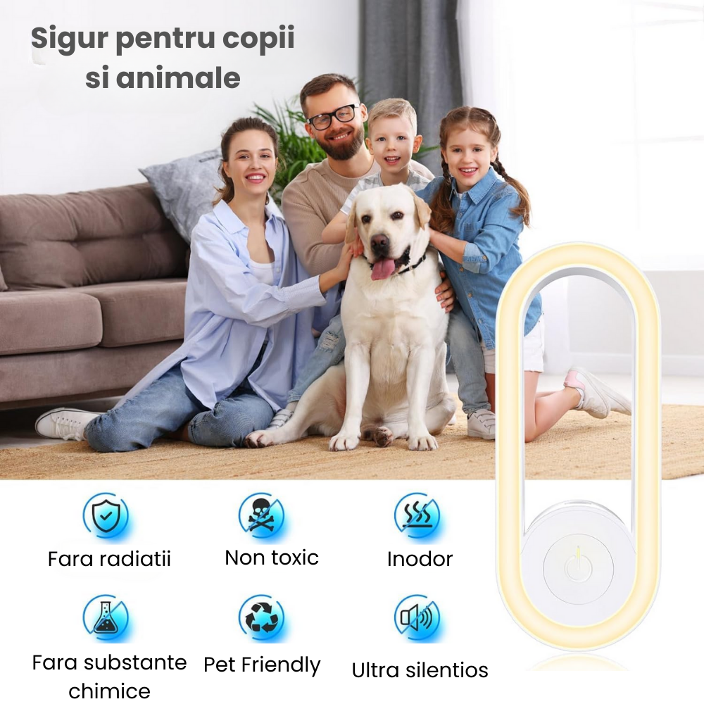 Aparat Ultrasonic Anti-Insecte HASEPE, 120m2, Frecventa 20-65 kHz, Sigur si Ecologic, 2 Moduri de Functionare, Functie de Lumina de Noapte cu Utilizare Silentioasa [2]