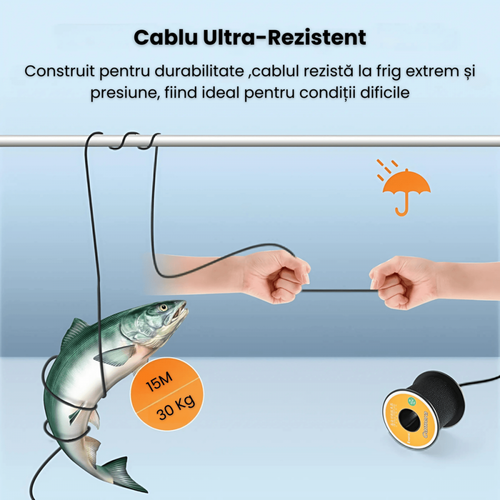 Camera Subacvatica Pescuit HASEPE, 1000TVL HD, Ecran 7", 12 LED + 12 IR, Baterie 4500mAh, Cablu 30m, Cutie Aluminiu, Pescuit la Copca, Lac, Barca [3]