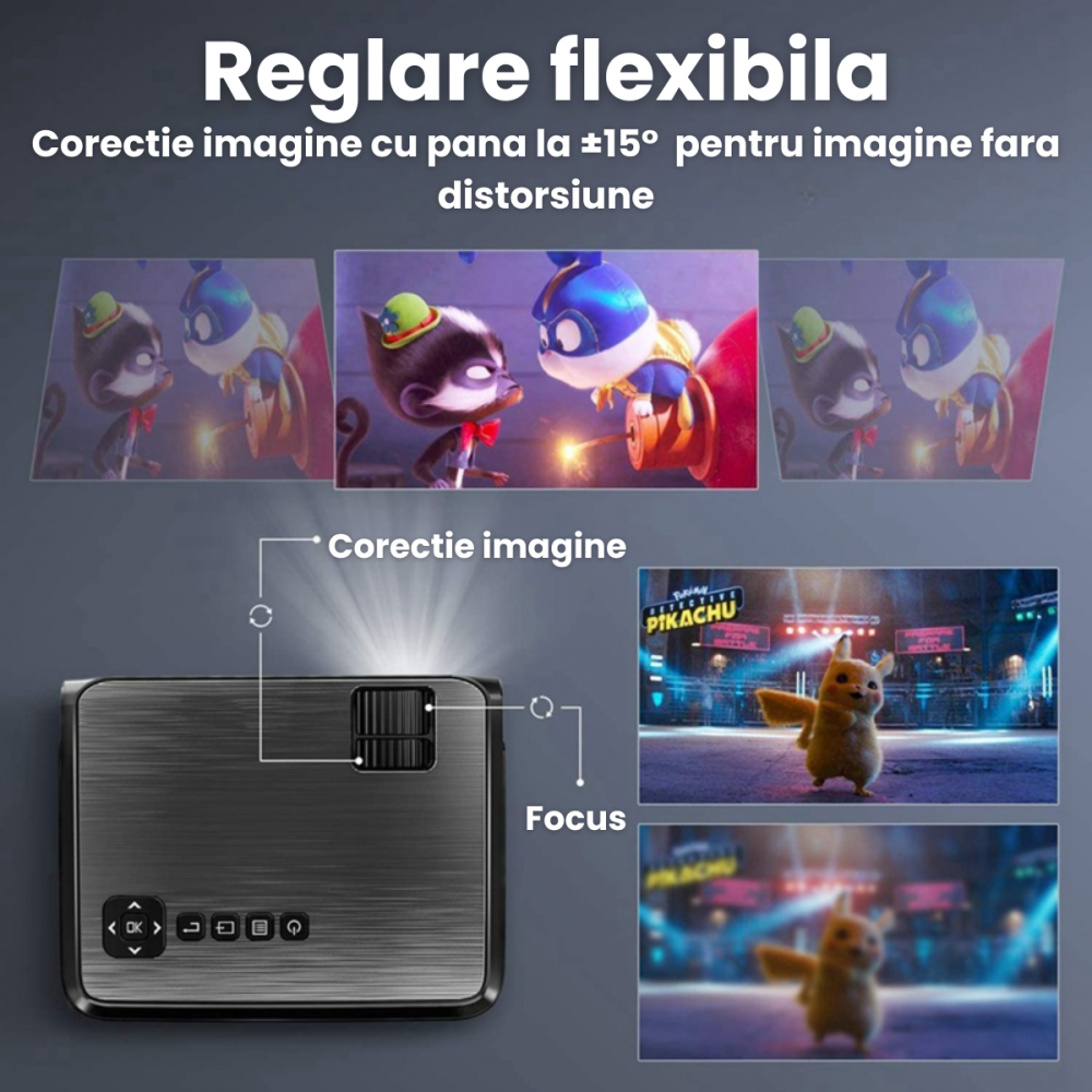Videoproiector portabil HASEPE, WiFi Mirroring Android/iOS/Windows/MacBook, Rezolutie HD 720P, 3900 LUX, HDMI, USB, SD, VGA, AV, difuzor integrat, ideal pentru acasa si exterior [4]