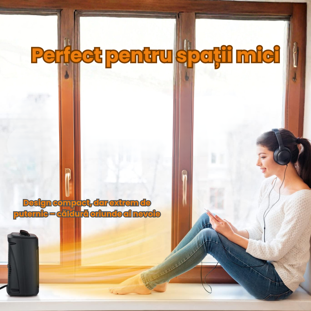 Aeroterma electrica cu ventilator HASEPE, 2000W, 2 trepte incalzire, termostat, 20m², protectie rasturnare, protectie supraincalzire, negru [6]