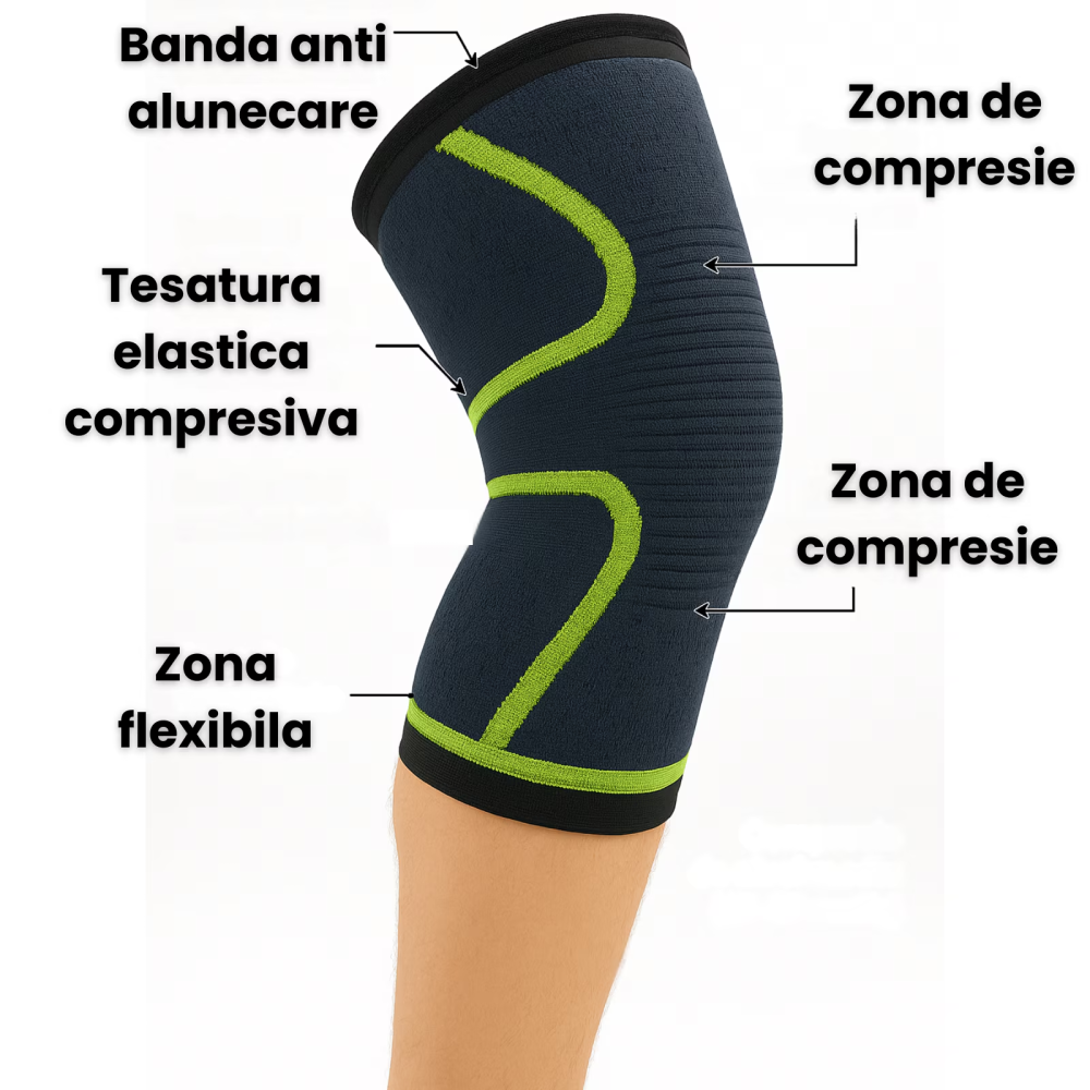Genunchiera One Size Unisex HASEPE, elastica compresiva pentru sustinere menisc si artrita, ameliorare durere si recuperare, suport stanga/dreapta, material respirabil, genunchiera sport pentru protec [2]