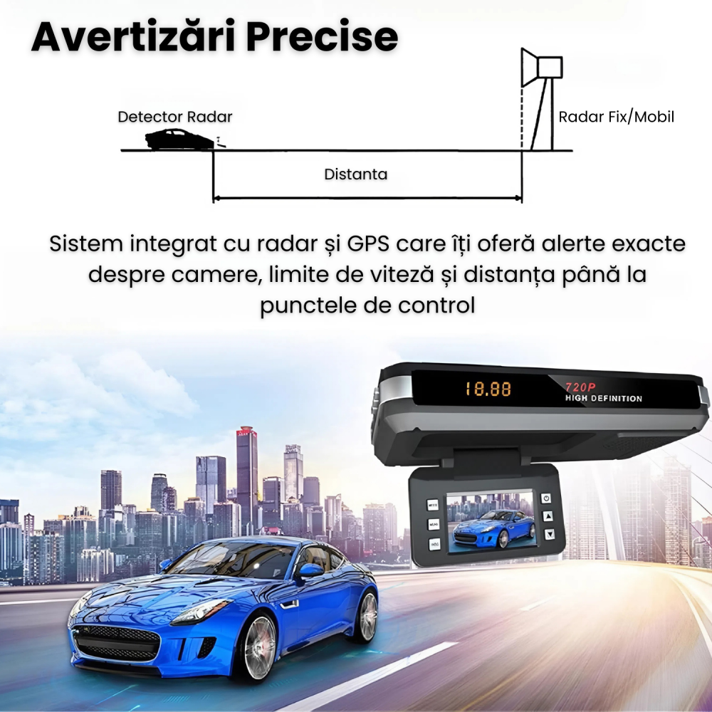Detector Radar si Camera Auto DVR HASEPE 2 in 1, Full HD, Night Vision, G-Senzor, Inregistrare Bucla, Unghi 170°, Ecran 2.0” LCD, Avertizare Radar [5]