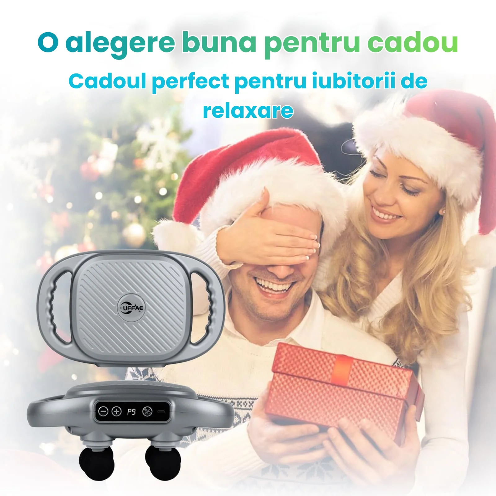 Pistol de masaj HASEPE, 6 capete, 9 moduri si 9 niveluri intensitate, 3200mAh, incalzire cu lumina rosie, relaxare muschi profunzi, ultra-silentios, potrivit pentru spate, picioare, brate, gri inchis [8]