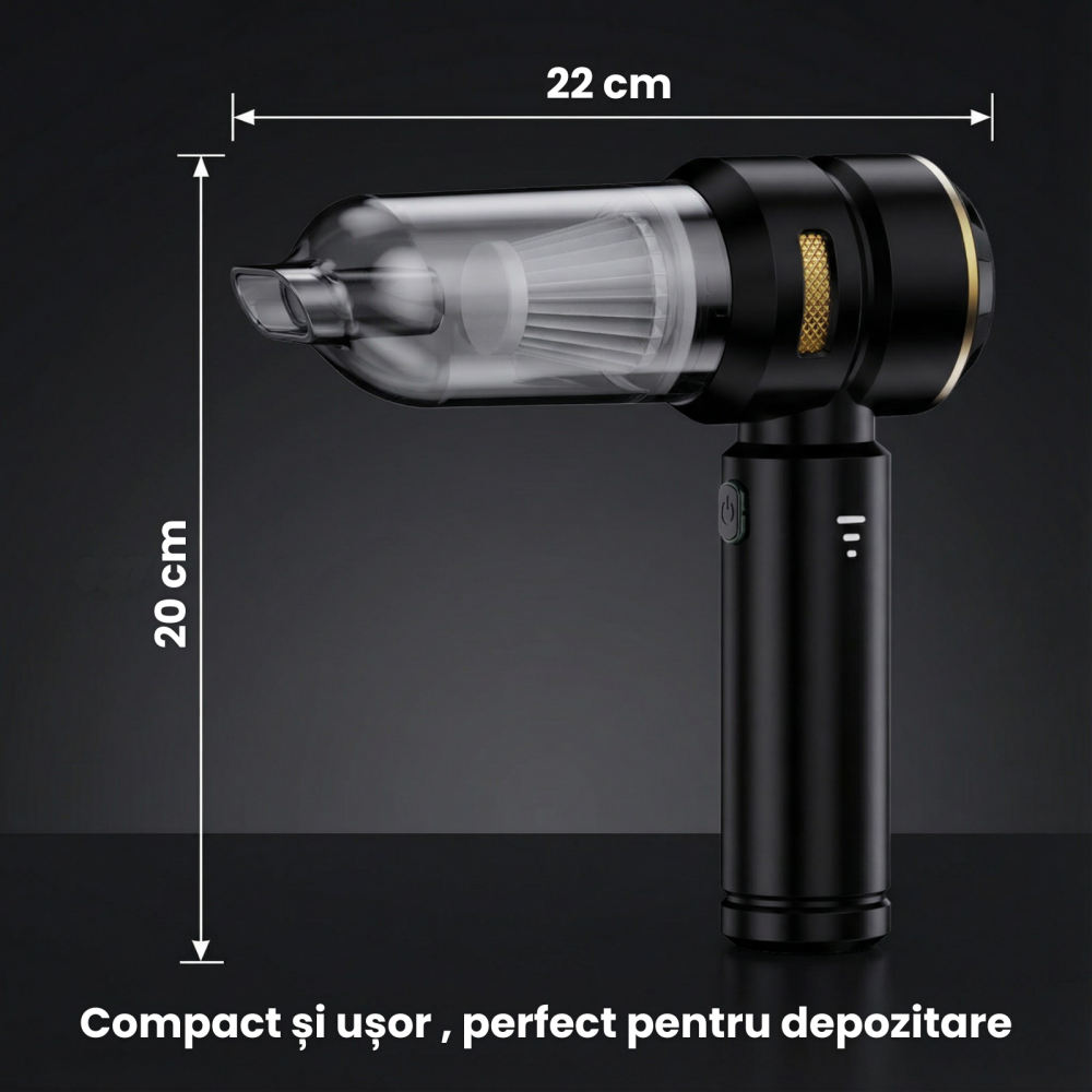 Aspirator Auto HASEPE, Portabil De Mana 4 In 1, Aspirator Auto Cu Acumulator 6000 mAh, Putere 100W, 3 Viteze, Filtru HEPA, Functie Suflanta Si Aspirare, Aspirator Auto Pentru Masina Si Uz Casnic [5]