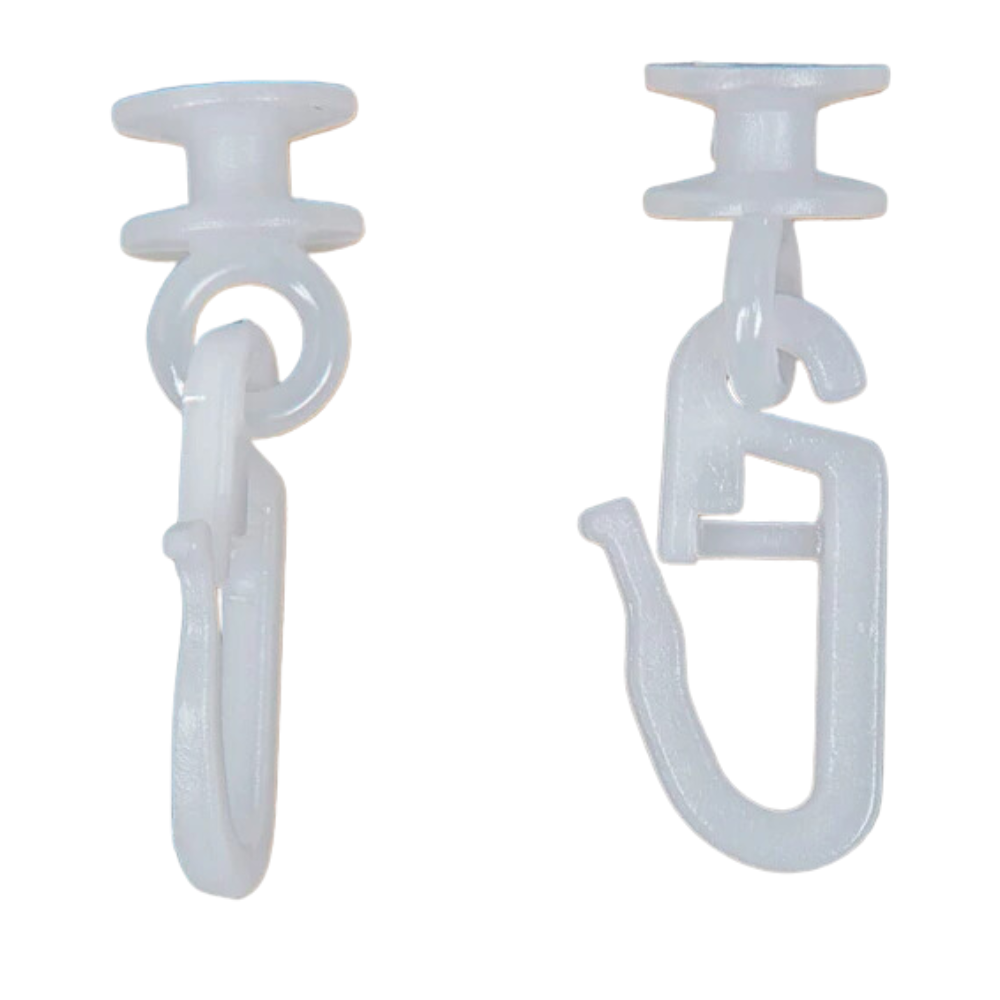 Set 50 Carlige pentru Perdele, 2 in 1, Compatibile cu Sine Plate, Plastic Alb [4]