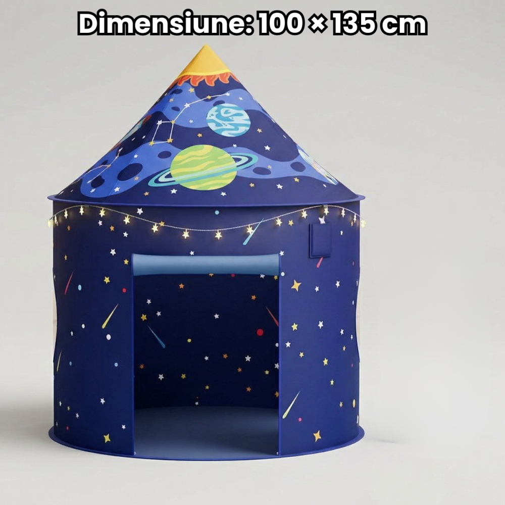 Cort Joaca HASEPE Pliabil Model Racheta Spatiala, Cort Joaca Pentru Copii 100x135cm, Casuta Copii Interior, Cort Joaca Baieti 4-6 Ani, Design Albastru, Casuta Copii Tip Joc De Rol, Montare Rapida, Gea [5]
