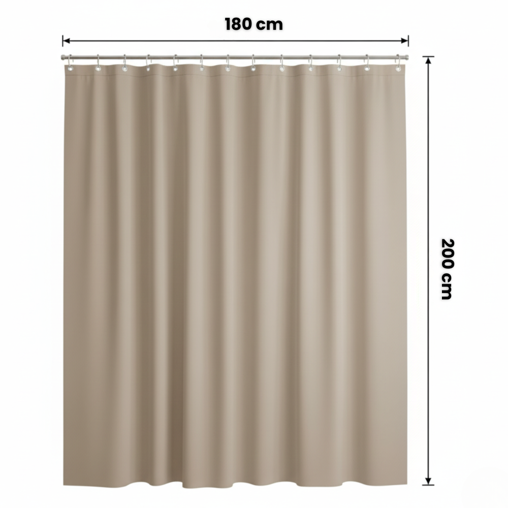 Perdea de dus HASEPE, taupe, 180x200 cm, material PEVA reciclabil, rezistenta si usor de curatat, cu 12 inele incluse [3]