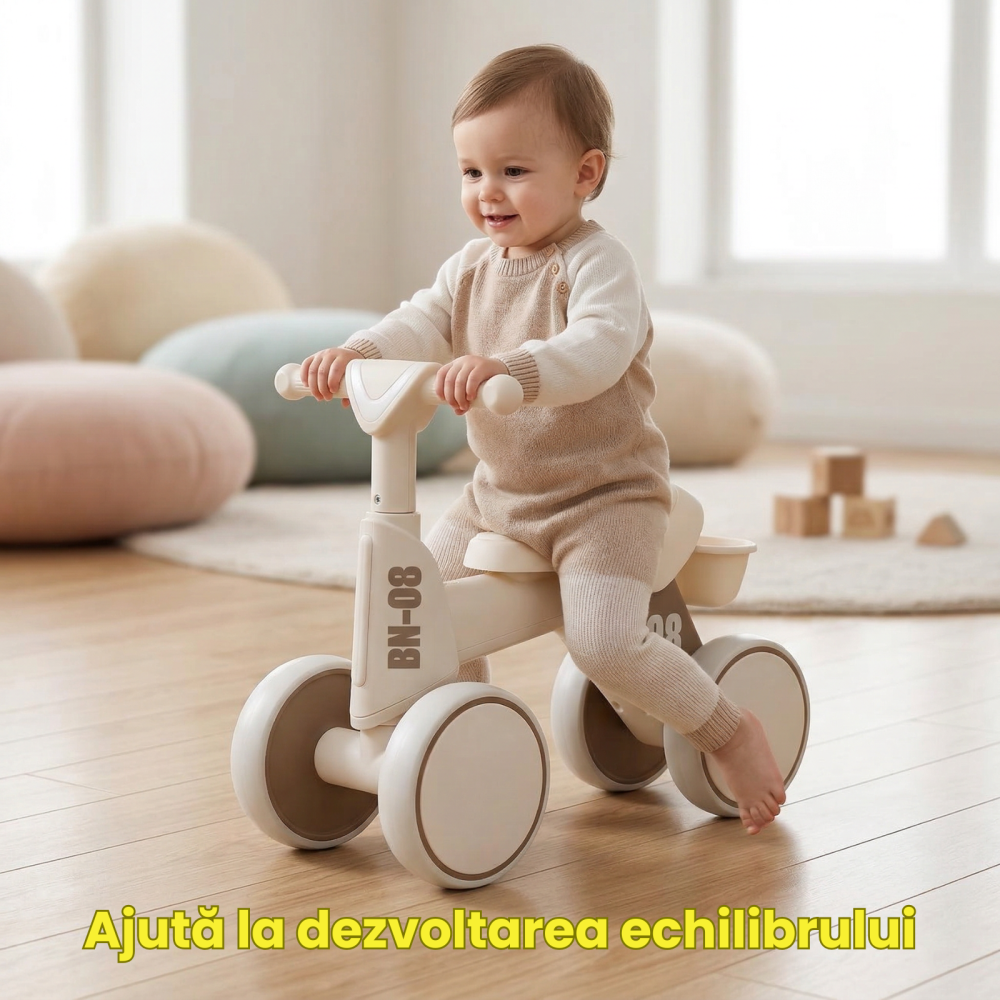 Bicicleta Echilibru HASEPE 4 Roti Pentru Copii 18-36 Luni, Bicicleta Fara Pedale Cu Lumini Si Sunete, Bicicleta Copii Stabilitate Sporita, Cadru Rezistent, Roti Largi Antiderapante, Bicicleta Echilibr [4]