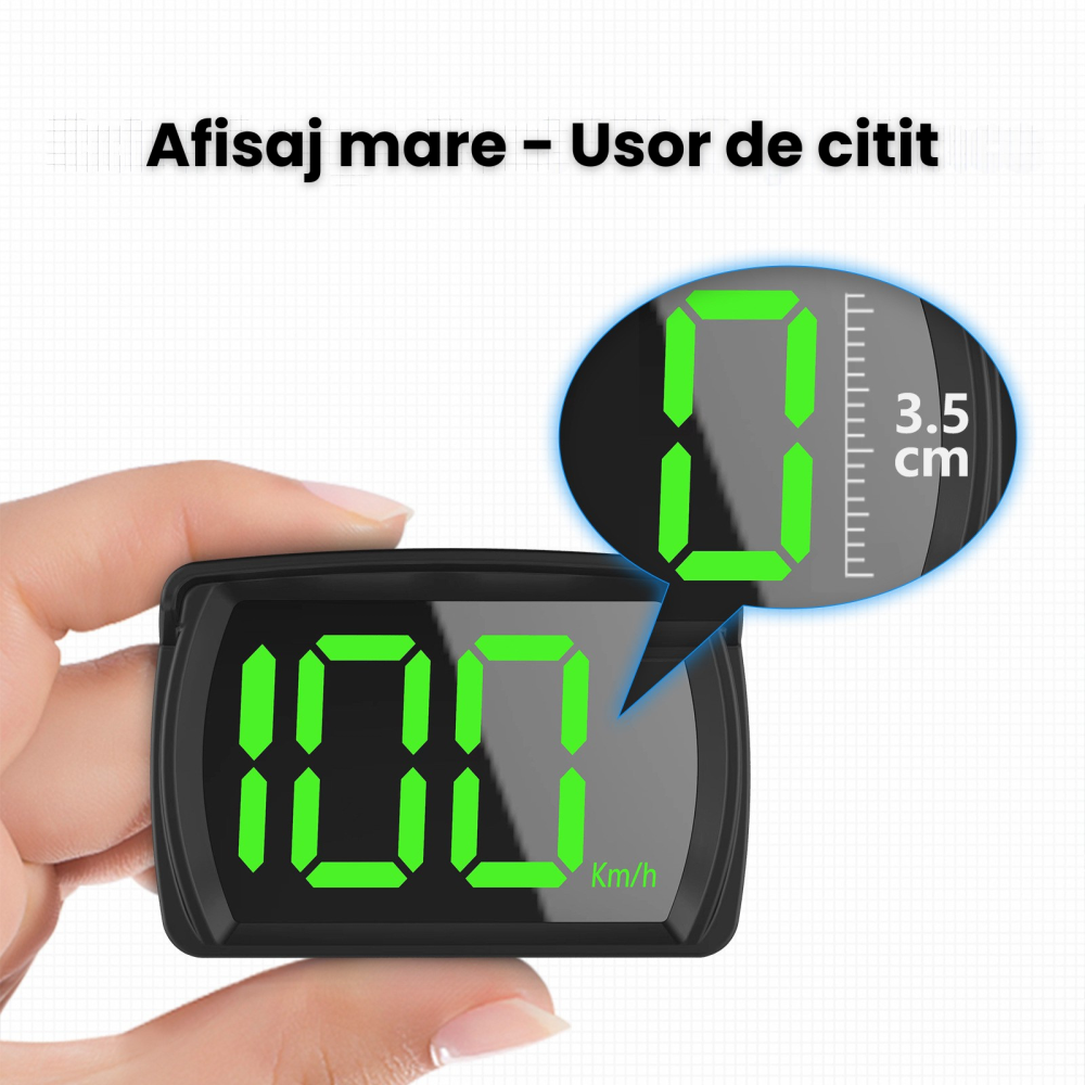 Ecran HUD Vitezometru GPS Digital HASEPE, Head Up Display LED Verde Pentru Parbriz, Plug & Play USB, Auto, Camion, Motocicleta, Negru [4]