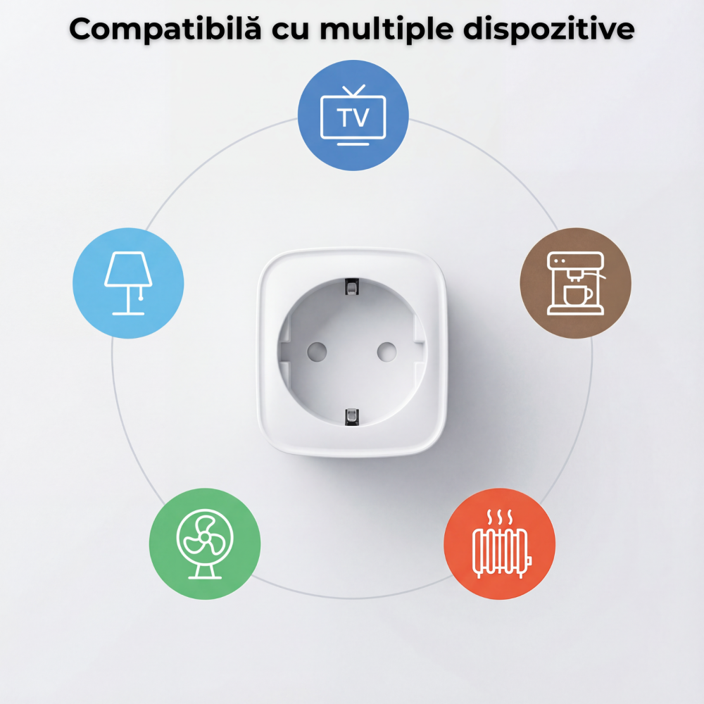 Priza Smart HASEPE WiFi 16A Cu Monitorizare Consum, Priza Inteligenta Pentru Casa Smart, Control Vocal Alexa Si Google Assistant, Programare Si Timer, Control De La Distanta, Priza WiFi Standard Europ [7]
