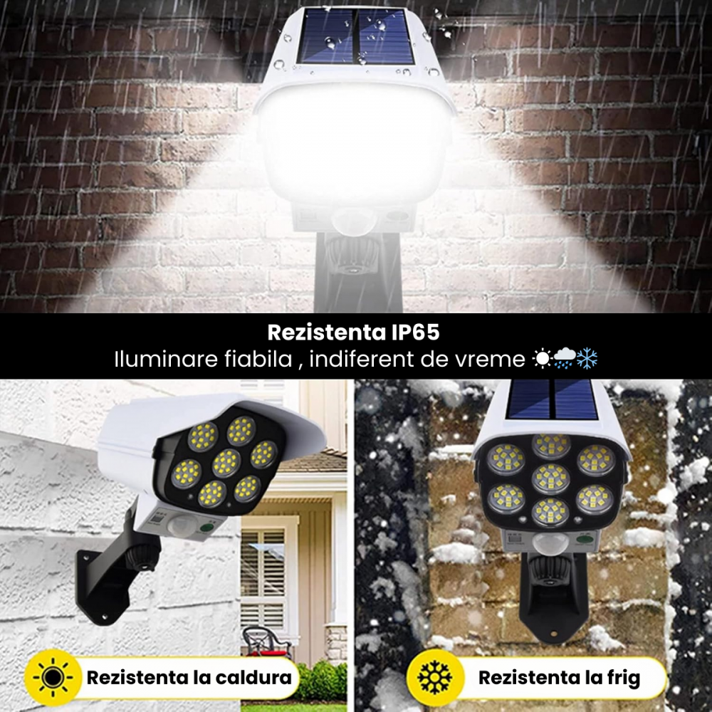 Proiector Solar LED cu Senzor de Miscare HASEPE, Telecomanda, 3 Moduri, Fara Fir, Ecologic, Panou 5V, Baterie 1000mAh, Unghi 120 [2]