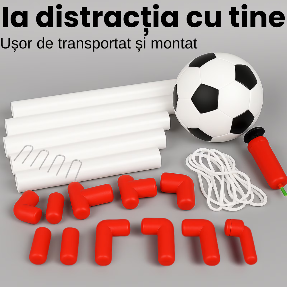 Set 2 porti fotbal HASEPE cu minge si pompa cu ac, Plasa ranforsata si carlige fixare, Porti fotbal portabile copii si adulti, Mini porti fotbal pentru antrenament, joc, curte, parc sau interior, Acce [4]
