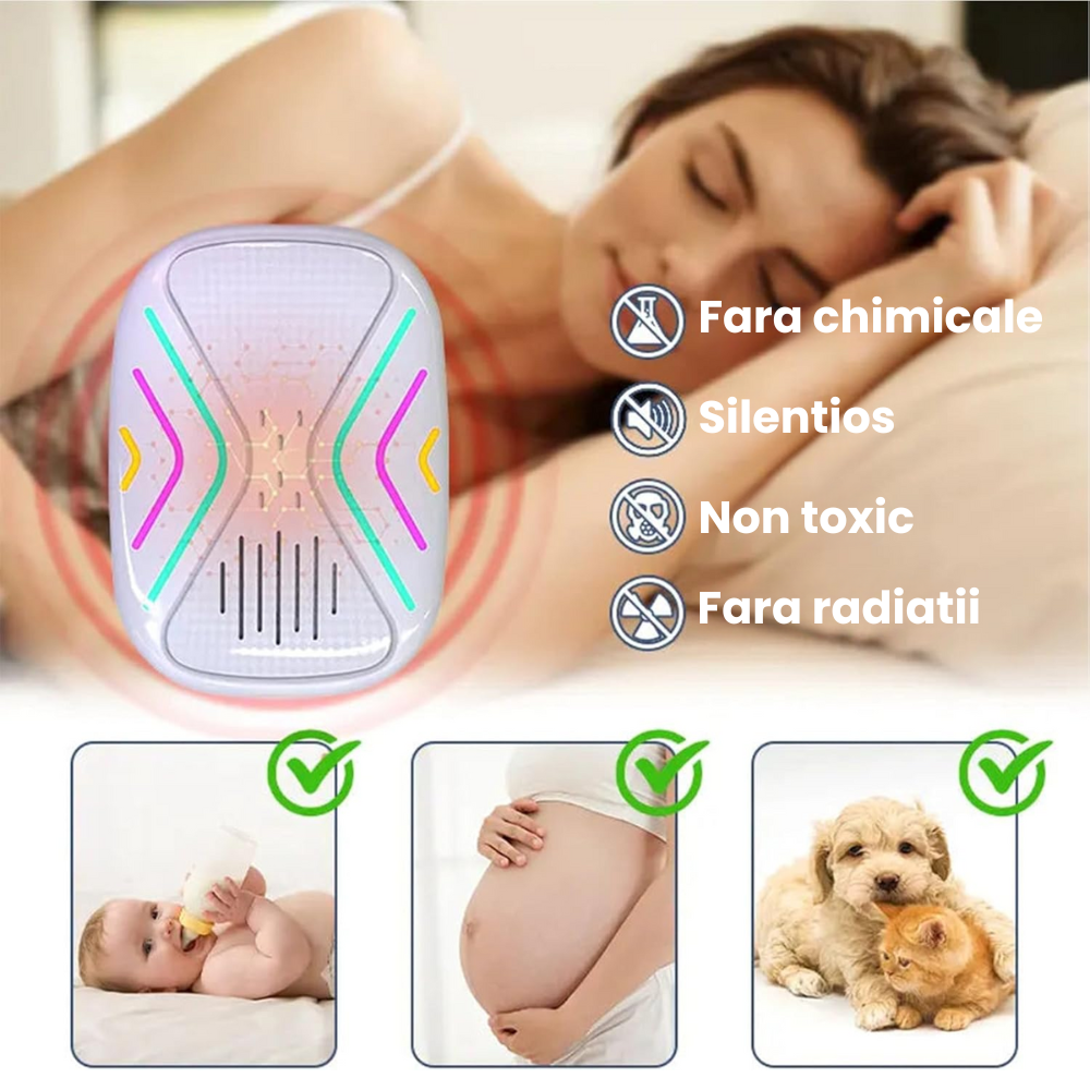 Aparat Repelent Ultrasunete si Electromagnetic HASEPE, Anti Soareci, Gandaci si Rozatoare, Nivele Sensibilitate, Protectie 360, Fara Chimicale, Sigur pentru Copii si Animale, Eficienta Maxima [8]