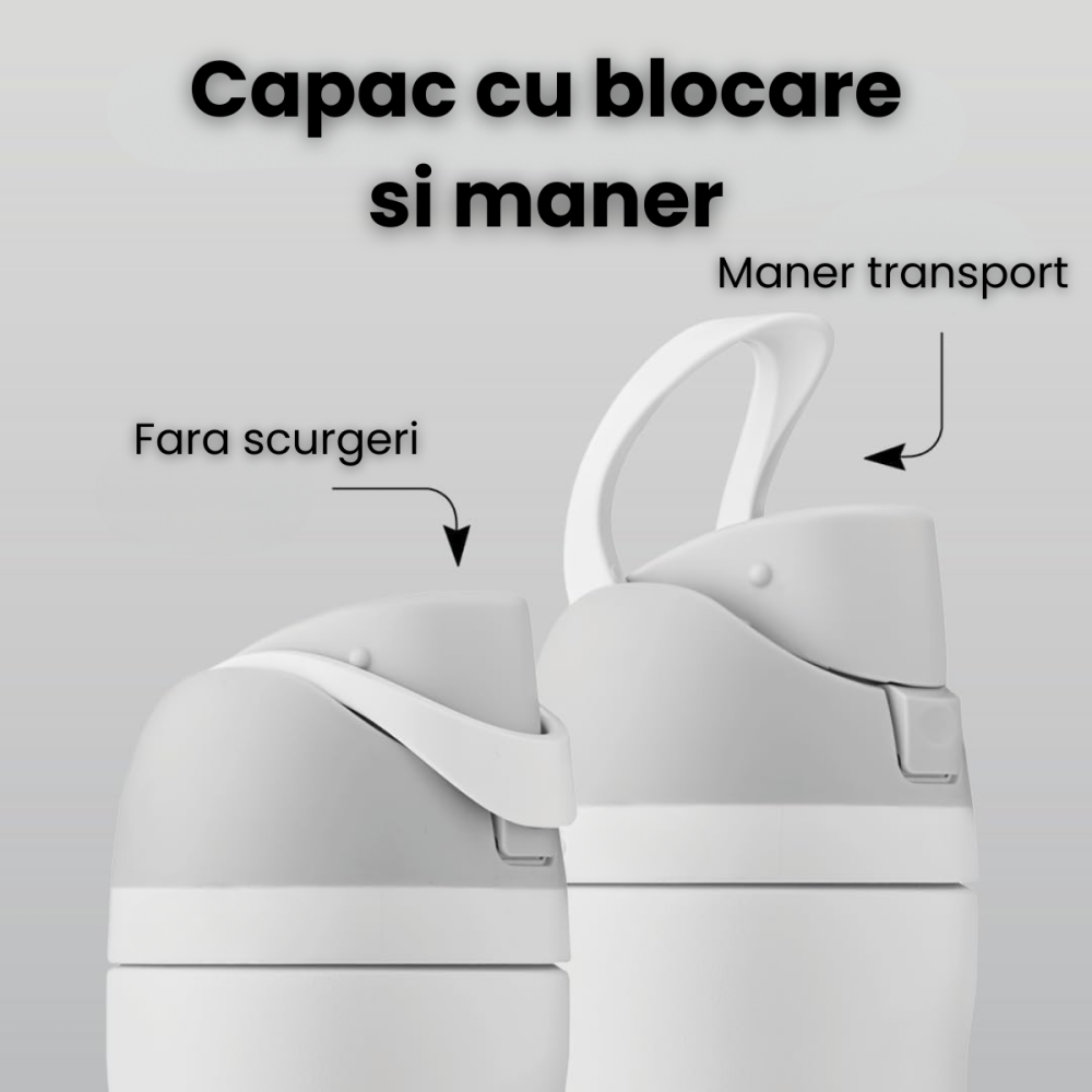 Cana Termos HASEPE, 710 Ml Din Otel Inoxidabil, Cana Termos Cu Gura Dubla, Termos Apa Cu Pereti Dubli Pentru Bauturi Reci, Termos Cu Pai Reutilizabil, Capac Cu Buton Anti-Scurgere, Compatibila Suport  [3]