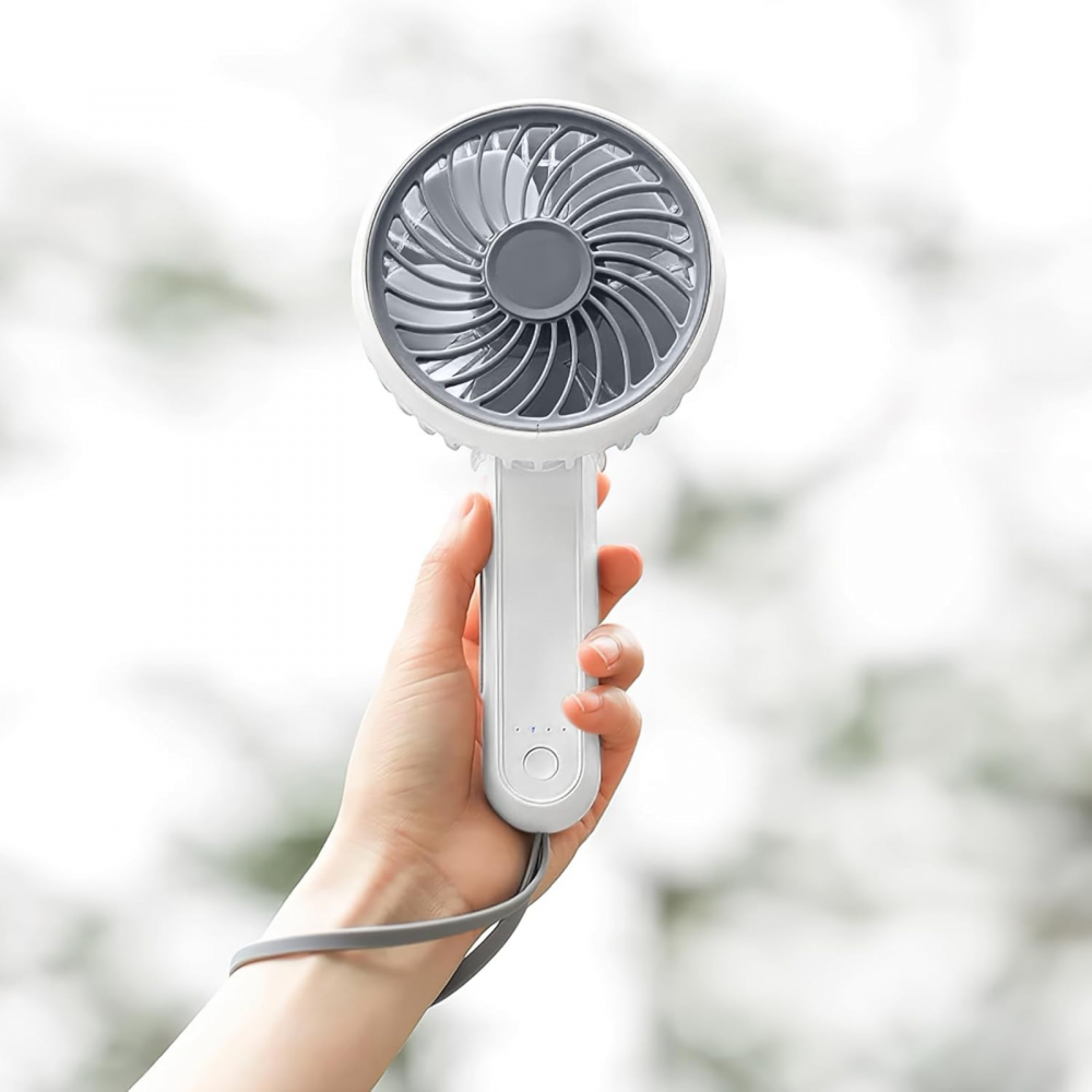 Ventilator portabil pliabil USB HASEPE, 3 viteze, rotire 180°, diametru 21 cm, autonomie 1,5–5 ore, compact si silentios, ideal pentru birou, plaja, calatorii, alb [11]