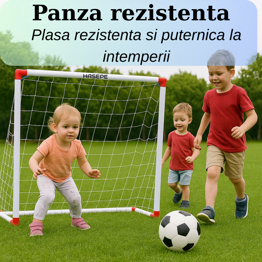 Set 2 porti fotbal HASEPE cu minge si pompa cu ac, Plasa ranforsata si carlige fixare, Porti fotbal portabile copii si adulti, Mini porti fotbal pentru antrenament, joc, curte, parc sau interior, Acce [2]
