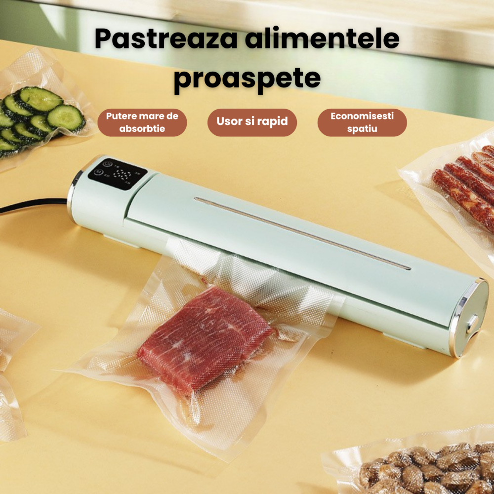 Aparat de vidat si sigilat alimente HASEPE, 90W, pentru alimente, 4 functii vidare uscat/umed/sigilare/local, sigilare rapida si etansa, compatibil cu pungi de vidat [2]